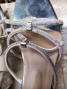 white diamond shining heels for women