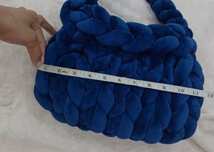 Authentic Chunky Knit Navy Blue Hobo Bag