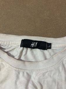 H&amp;M white solid oversized t-shirts