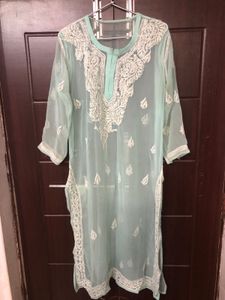 Sea Green Lucknowi Kurti