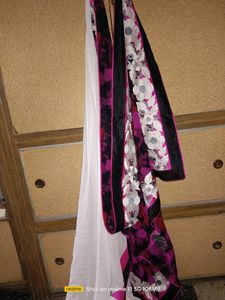 Beautiful Pink,White Nd Black Sareee With Blouse