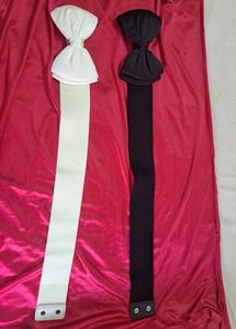 Set Of Two Bow Style Belts. Black And Whit