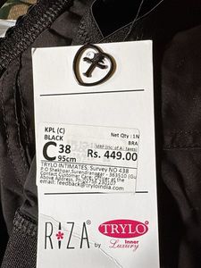 RIZA Comfortable Black Bra | Size 38 C