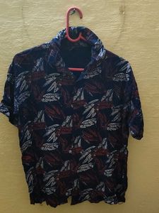 Men's Leaf Print Button-Down Shirt