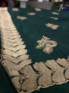Elegant Emerald Green Embroidered Saree