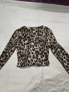 Animal print long sleeve stretchable top