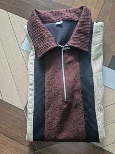 Men's Striped Quarter Zip Sweatshirt