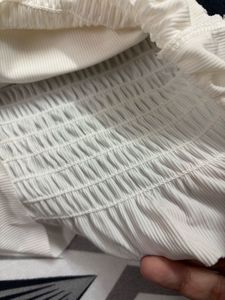 Smocked Ruffle Spaghetti Strap Crop Top