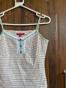 Striped Cami Top with Lace Detail