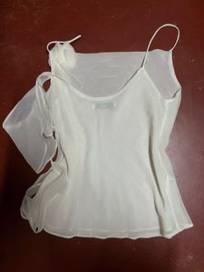 Elegant White Camisole Top with Rose Detail