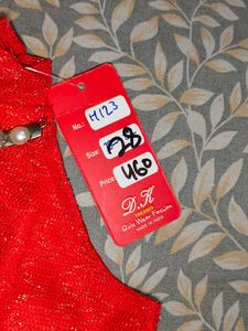 Girls Sparkly Red Top with Embellishments