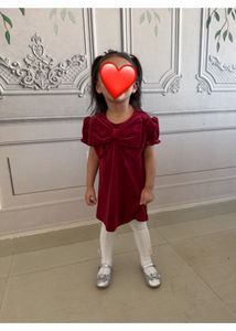 Burgundy Velvet Bow Dress