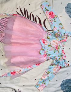 Floral Tulle Dress With Hair Band