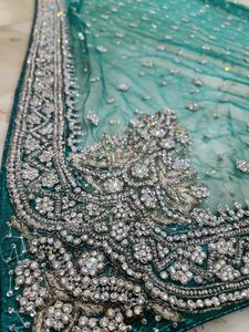 fully net diamond stone work saree with blouse