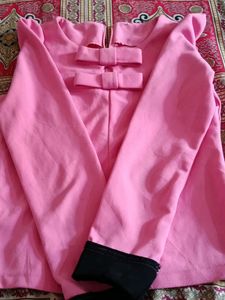 Chic Pink Bow Detail Top