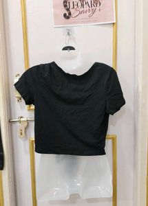 Black Tie-Front Crop Top