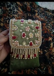 Embellished Green Clutch