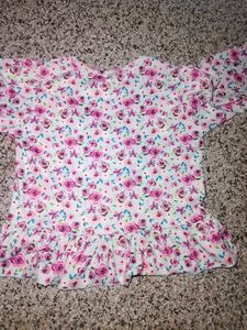 Floral Ruffle Peplum Top &amp; Bell Bottoms Set