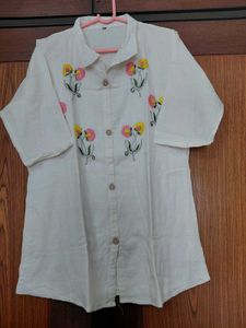 Embroidered Cream Kurta