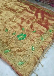 Embroidered Saree with Green Accents