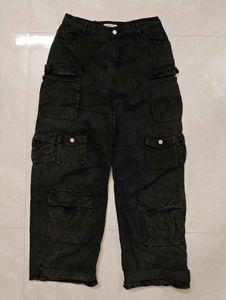 Freakins Long Charcoal Cargo Pants