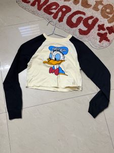 Cute Donald Duck Graphic Long Sleeve Top