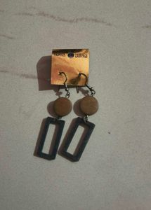 Wooden Geometric Dangle Earrings