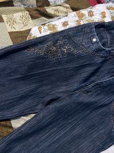 Sparkly Dark Wash Flare Jeans