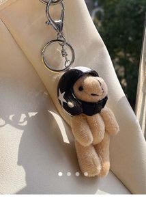 Cute Teddy Bear Keychain with Helmet