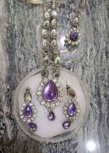 Stunning Purple & Silver Necklace Set