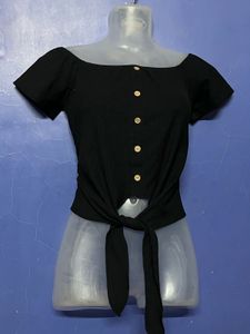 SHEIN BRANDED Off-Shoulder Tie-Front Top
