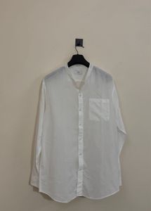Men's White Band Collar Shirt