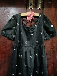 Black Puff Sleeve Square Neck Dress