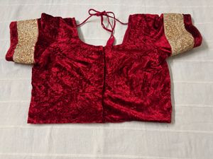 Festive Cream Saree with Red Blouse