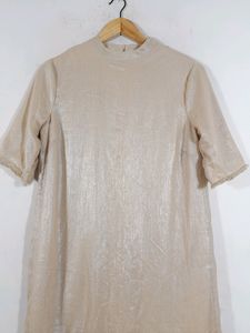 Shimmering Champagne Ruffle Dress