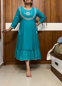 Teal Embroidered Anarkali Kurta