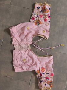 Embroidered Pink Silk lehanga choli
