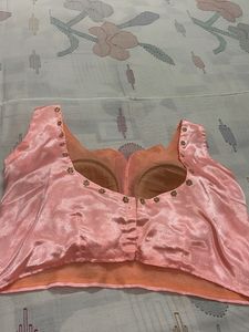 Peach Embellished V-Neck Blouse padded