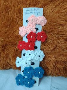 Handmade Crochet Flower Hair Clips