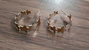 Gold Star Hoop Earrings