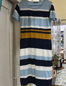 Striped Casual Knee-Length knit Dress