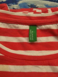 Benetton Striped Red &amp; White T-Shirt