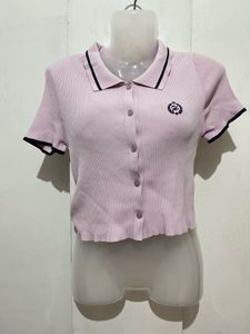 Cute Pastel Pink Polo Top