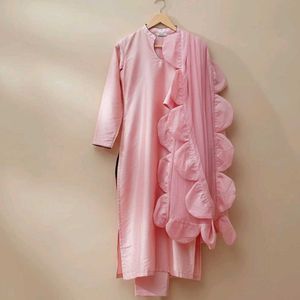 Nude Pink Kurta Pant Dupatta Set 🌸