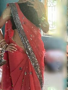 Stunning Red Saree with Sequins
