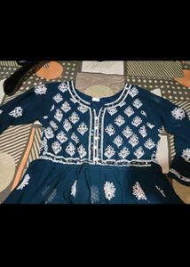 Elegant Navy Embroidered Kurta mirror work