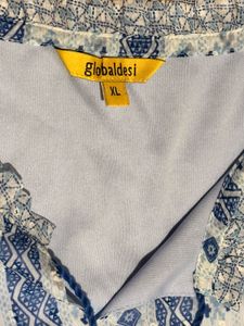 Blue Printed Tassel Kurta