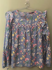 Chic Blue Floral Print Top