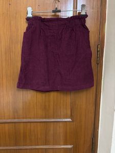 Burgundy Corduroy A-Line Skirt