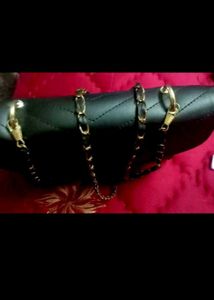Black Handbag with Chain Detail